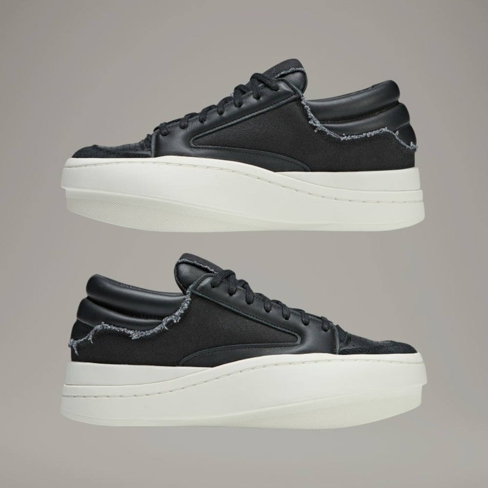 Y-3 Centennial Low Platform Sneaker‎ Black Off White Leather Suede Women 8